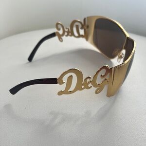 Dolce & Gabbana Logo/ Script Vintage Gold Sunglasses ✨